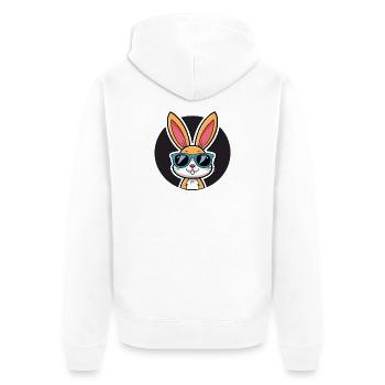 Lapin solaire en lunettes bleues - Veste à capuche bio Premium Unisexe - blanc - Dos - Thijin (182cm)