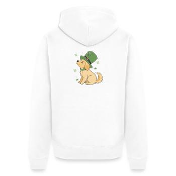 Laabrador Dog Hat Green Clover Lucky Charm - Unisex Premium Organic Zip Hoodie - white - Back - Thijin (182cm)