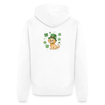 Labrador Leprechaun and Green Clover Dog - Unisex Premium Organic Zip Hoodie - white - Back - Thijin (182cm)