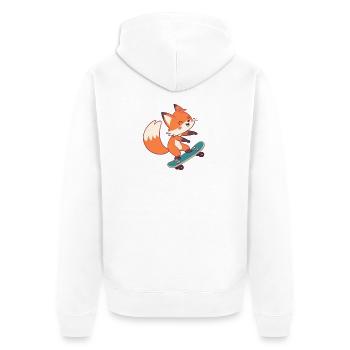 Fox skateboarder on skateboard - Unisex Premium Organic Zip Hoodie - white - Back - Thijin (182cm)