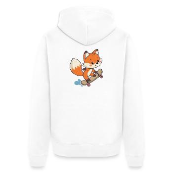 Urban Skateboarder Fox - Unisex Premium Organic Zip Hoodie - white - Back - Thijin (182cm)
