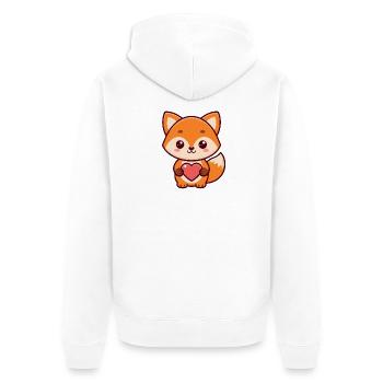 Fox Heart Sweet Cartoon - Unisex Premium Bio Zip Hoodie - Weiß - Hinten - Thijin (182cm)