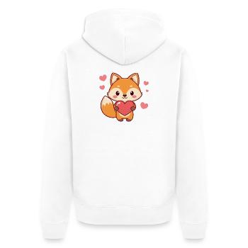 Fox Kawaii Hearts - Unisex Premium Organic Zip Hoodie - white - Back - Thijin (182cm)