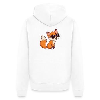 Renard Stylé Lunettes Noires - Veste à capuche bio Premium Unisexe - blanc - Dos - Thijin (182cm)