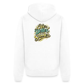 Life Is Better In The Summer - Unisex Premium Bio Zip Hoodie - Weiß - Hinten - Thijin (182cm)