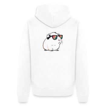 Meerkaninchen mit Retro-Sonnenbrille - Unisex Premium Bio Zip Hoodie - Weiß - Hinten - Thijin (182cm)