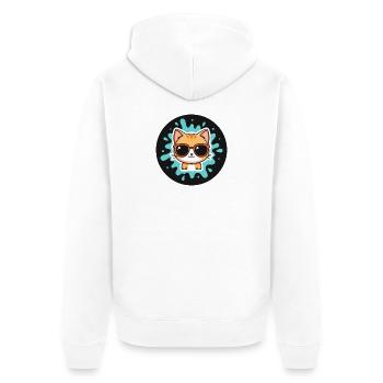 Chaton solaire lunettes turquoise - Veste à capuche bio Premium Unisexe - blanc - Dos - Thijin (182cm)