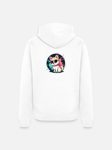 Kawaii Welpen-Sonne und Brille - Unisex Premium Bio Zip Hoodie - Weiß