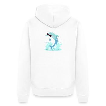 Dolphin Summer Pink Glasses - Unisex Premium Organic Zip Hoodie - white - Back - Thijin (182cm)