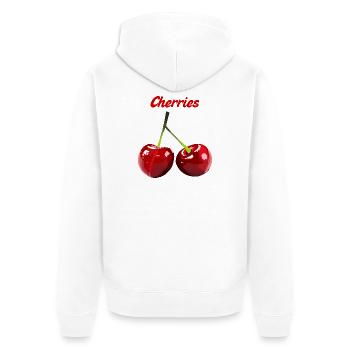 Cherries Retro Print - Unisex Premium Organic Zip Hoodie - white - Back - Thijin (182cm)
