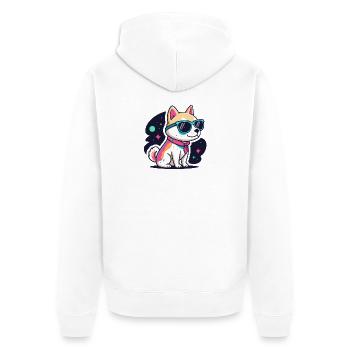Chien Astral Neon Lunettes - Veste à capuche bio Premium Unisexe - blanc - Dos - Thijin (182cm)