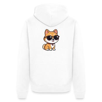 Orange Welpen-Sonnenbrille - Unisex Premium Bio Zip Hoodie - Weiß - Hinten - Thijin (182cm)