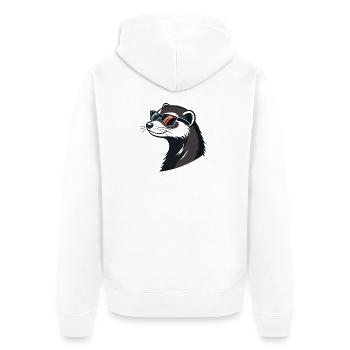 Furet Stylé de Profil - Lunettes Rétro - Veste à capuche bio Premium Unisexe - blanc - Dos - Thijin (182cm)
