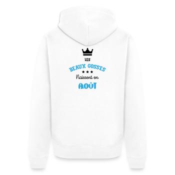 Cadeau naissance bébé garçon Août Beaux Gosses BG - Veste à capuche bio Premium Unisexe - blanc - Dos - Thijin (182cm)