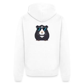 Kapybara Schwarze Kühle Sonnenbrillen - Unisex Premium Bio Zip Hoodie - Weiß - Hinten - Thijin (182cm)