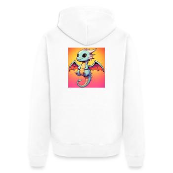 dragon - Unisex Premium Organic Zip Hoodie - white - Back - Thijin (182cm)