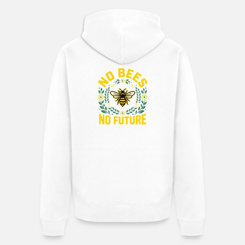 Save the Bees - Retro Umwelt Statement - Unisex Premium Bio Zip Hoodie - Weiß