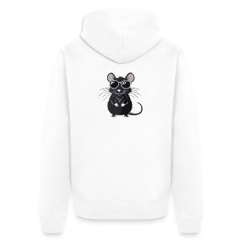 Maus-Hipster-Brille - Unisex Premium Bio Zip Hoodie - Weiß - Hinten - Thijin (182cm)