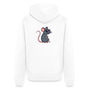 Ratten-Stilvolle Dunkle Brille - Unisex Premium Bio Zip Hoodie - Weiß - Hinten - Thijin (182cm)