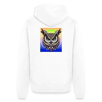 Eule - Unisex Premium Bio Zip Hoodie - Weiß - Hinten - Thijin (182cm)