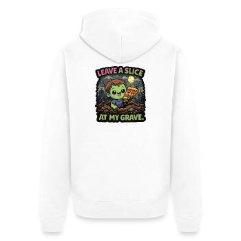 Zombie with slice of pizza in the cemetery - Unisex Premium Organic Zip Hoodie - white - Back - Thijin (182cm)