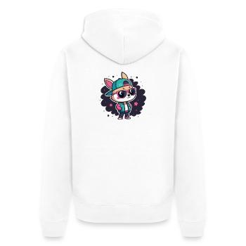 Retro-schicker Streetwear-Hase - Unisex Premium Bio Zip Hoodie - Weiß - Hinten - Thijin (182cm)