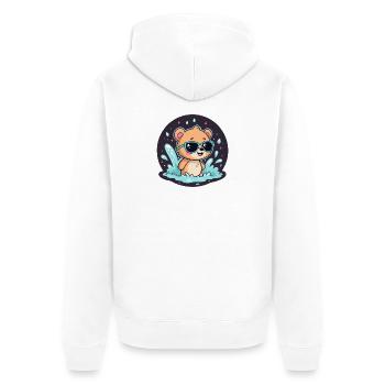 Chic surfer bear with blue glasses - Unisex Premium Organic Zip Hoodie - white - Back - Thijin (182cm)