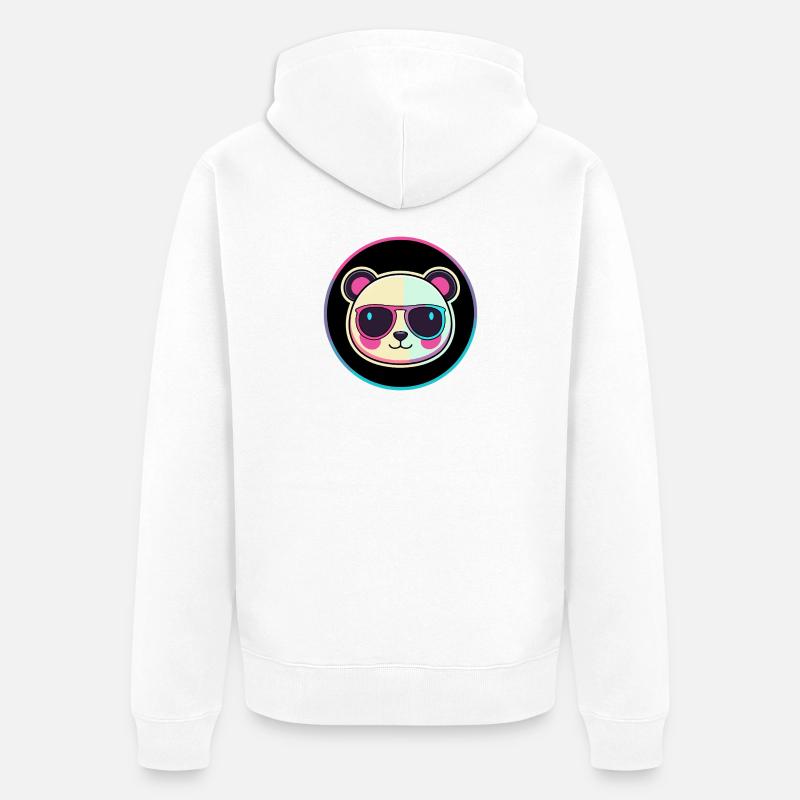 Panda néon lunettes soleil - Veste à capuche bio Premium Unisexe - blanc