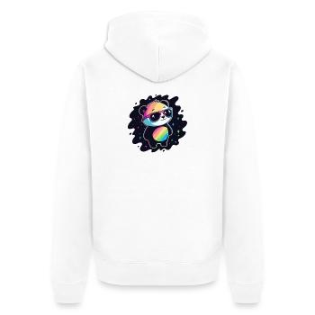 Panda Rainbow Galaxy Coole Brillen - Unisex Premium Bio Zip Hoodie - Weiß - Hinten - Thijin (182cm)