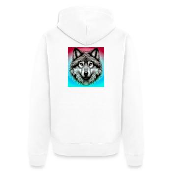 Wolf - Unisex Premium Bio Zip Hoodie - Weiß - Hinten - Thijin (182cm)