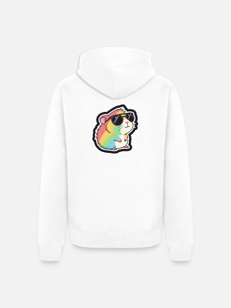 Hamster-Chic, Regenbogenbrille cool - Unisex Premium Bio Zip Hoodie - Weiß
