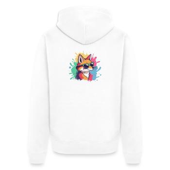 Fox Pop Art Bunte Brille - Unisex Premium Bio Zip Hoodie - Weiß - Hinten - Thijin (182cm)