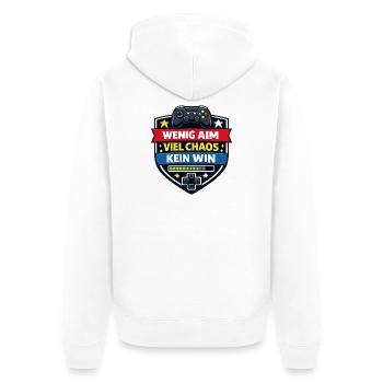 Wenig Aim Viel Chaos Kein Win - Unisex Premium Bio Zip Hoodie - Weiß - Hinten - Thijin (182cm)