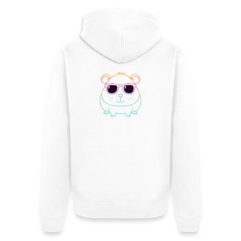 Guinea Pig Arc en Ciel Ligne et Lunettes - Veste à capuche bio Premium Unisexe - blanc - Dos - Thijin (182cm)