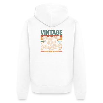 Vintage Mai 1968 – Perfektion seit 58 Jahren - Unisex Premium Bio Zip Hoodie - Weiß - Hinten - Thijin (182cm)