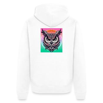 Eule - Unisex Premium Bio Zip Hoodie - Weiß - Hinten - Thijin (182cm)