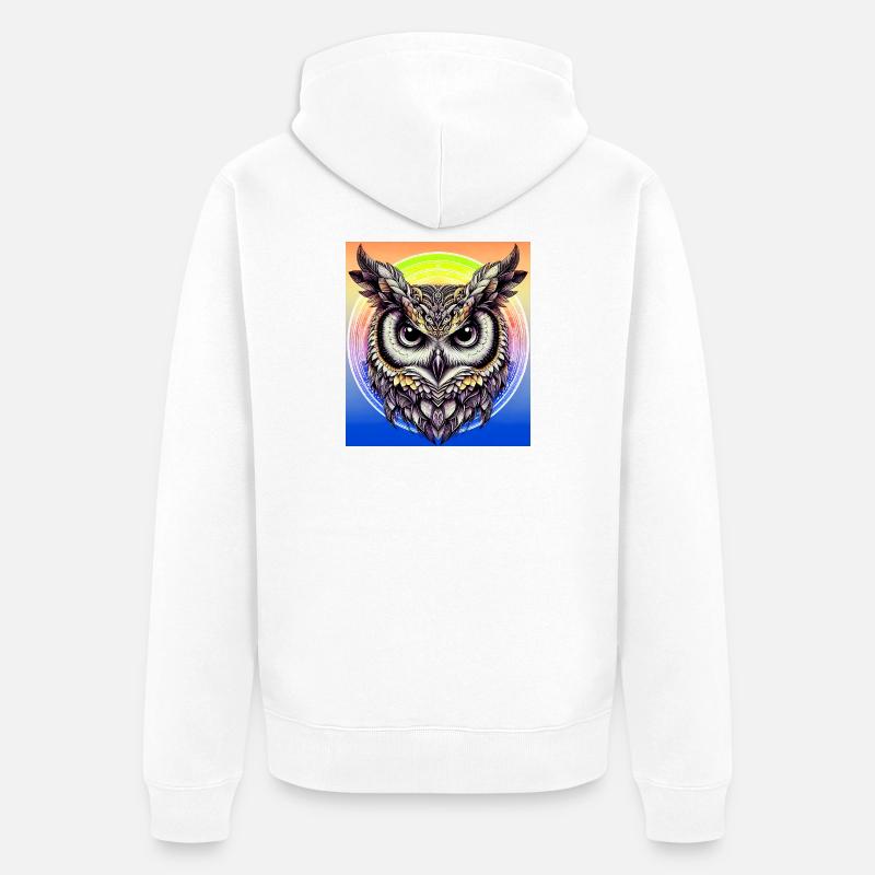 Eule - Unisex Premium Bio Zip Hoodie - Weiß