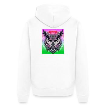 Eule - Unisex Premium Bio Zip Hoodie - Weiß - Hinten - Thijin (182cm)