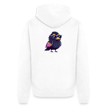 Solar Blue Hipster Bird - Unisex Premium Organic Zip Hoodie - white - Back - Thijin (182cm)