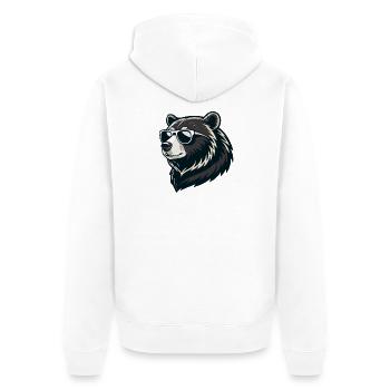 Bär mit grafischen Sonnenbrillen - Unisex Premium Bio Zip Hoodie - Weiß - Hinten - Thijin (182cm)