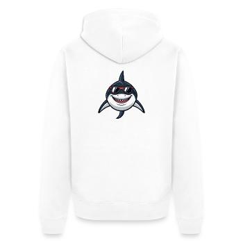 Shark Hipster Rote Brille - Unisex Premium Bio Zip Hoodie - Weiß - Hinten - Thijin (182cm)