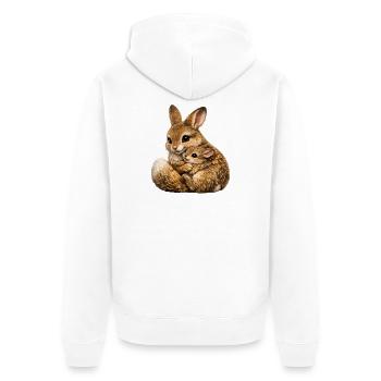 Hare hug mother and cub - Unisex Premium Organic Zip Hoodie - white - Back - Thijin (182cm)