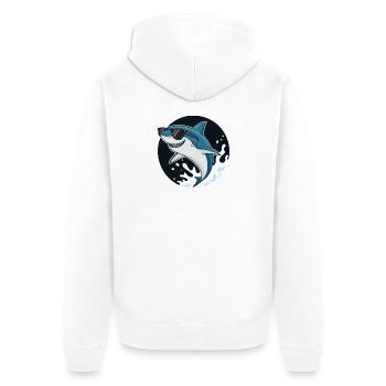 Surfer shark with dark glasses - Unisex Premium Organic Zip Hoodie - white - Back - Thijin (182cm)