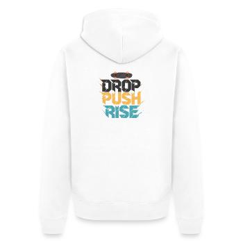 Drop Push Rise Skateboard Art - Unisex Premium Organic Zip Hoodie - white - Back - Thijin (182cm)