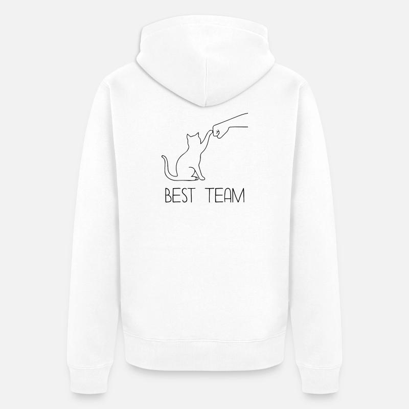 Équipe Chat Poing - Veste à capuche bio Premium Unisexe - blanc