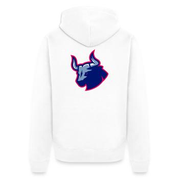 Taureau Bleu Néon Outline - Veste à capuche bio Premium Unisexe - blanc - Dos - Thijin (182cm)
