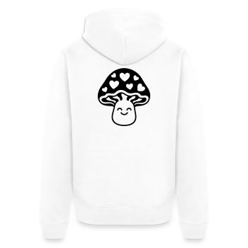 Sweet mushroom with heart and face - Unisex Premium Organic Zip Hoodie - white - Back - Thijin (182cm)