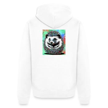 Igel - Unisex Premium Bio Zip Hoodie - Weiß - Hinten - Thijin (182cm)