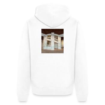 Doppelte Wendeltreppe - Unisex Premium Bio Zip Hoodie - Weiß - Hinten - Thijin (182cm)