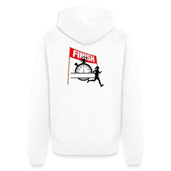 Temps d’arrivée des coureuses – Record de la course - Veste à capuche bio Premium Unisexe - blanc - Dos - Thijin (182cm)
